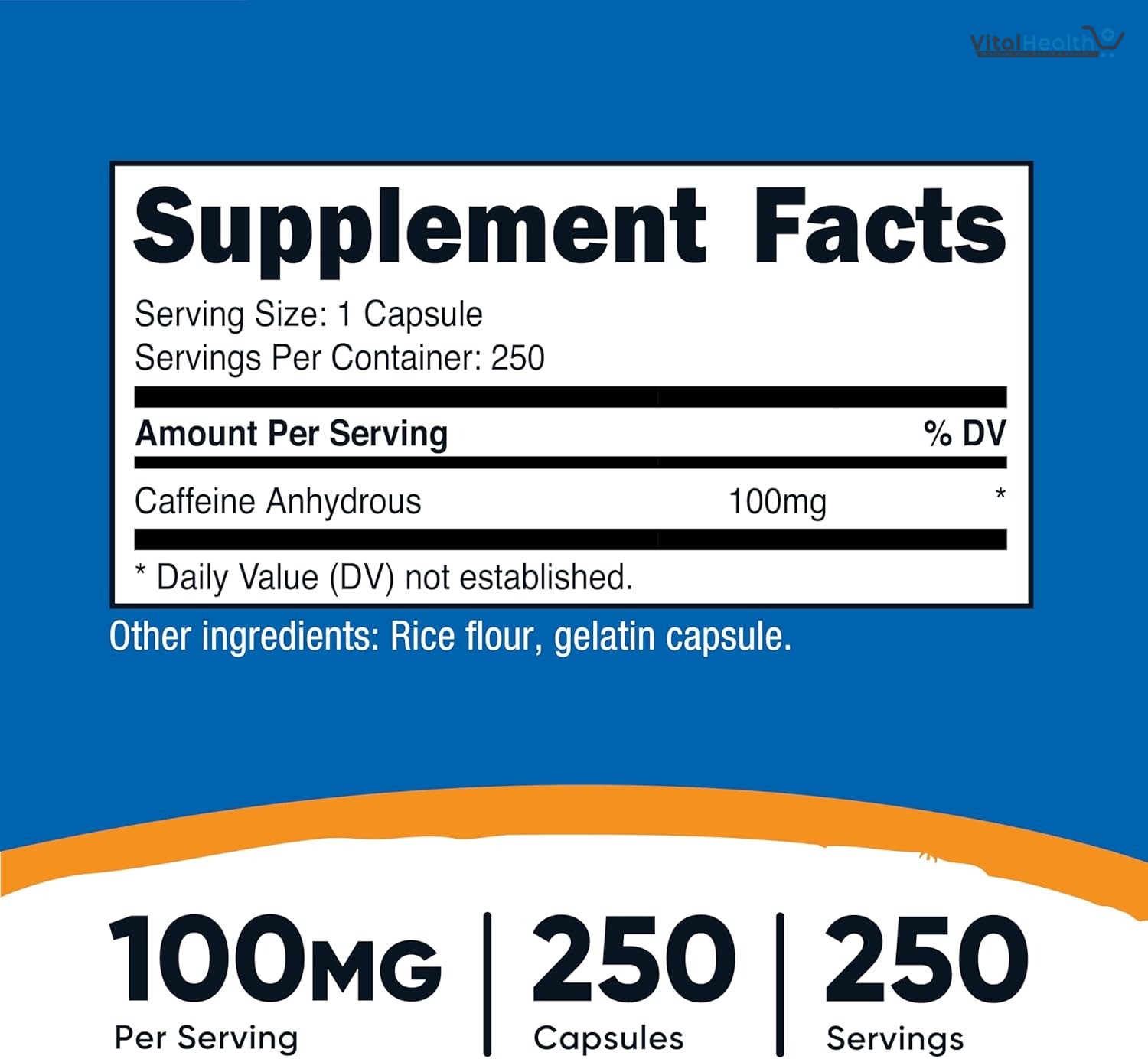 Nutricost Caffeine Pills 100mg Per Serving, 250 Capsules thumbnail 2
