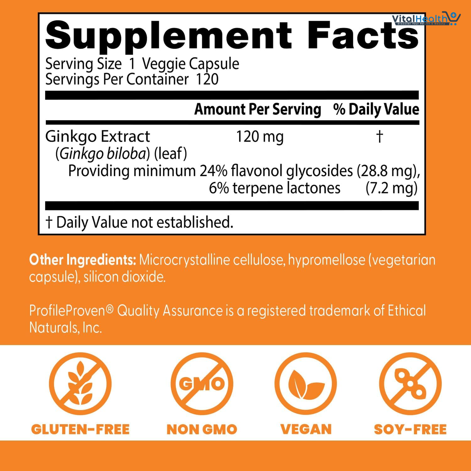 Doctor's Best Extra Strength Ginkgo, Non-GMO, Gluten Free, Vegan, Soy Free, Promotes Mental Function and Memory, 120 mg, 120 Count thumbnail 3
