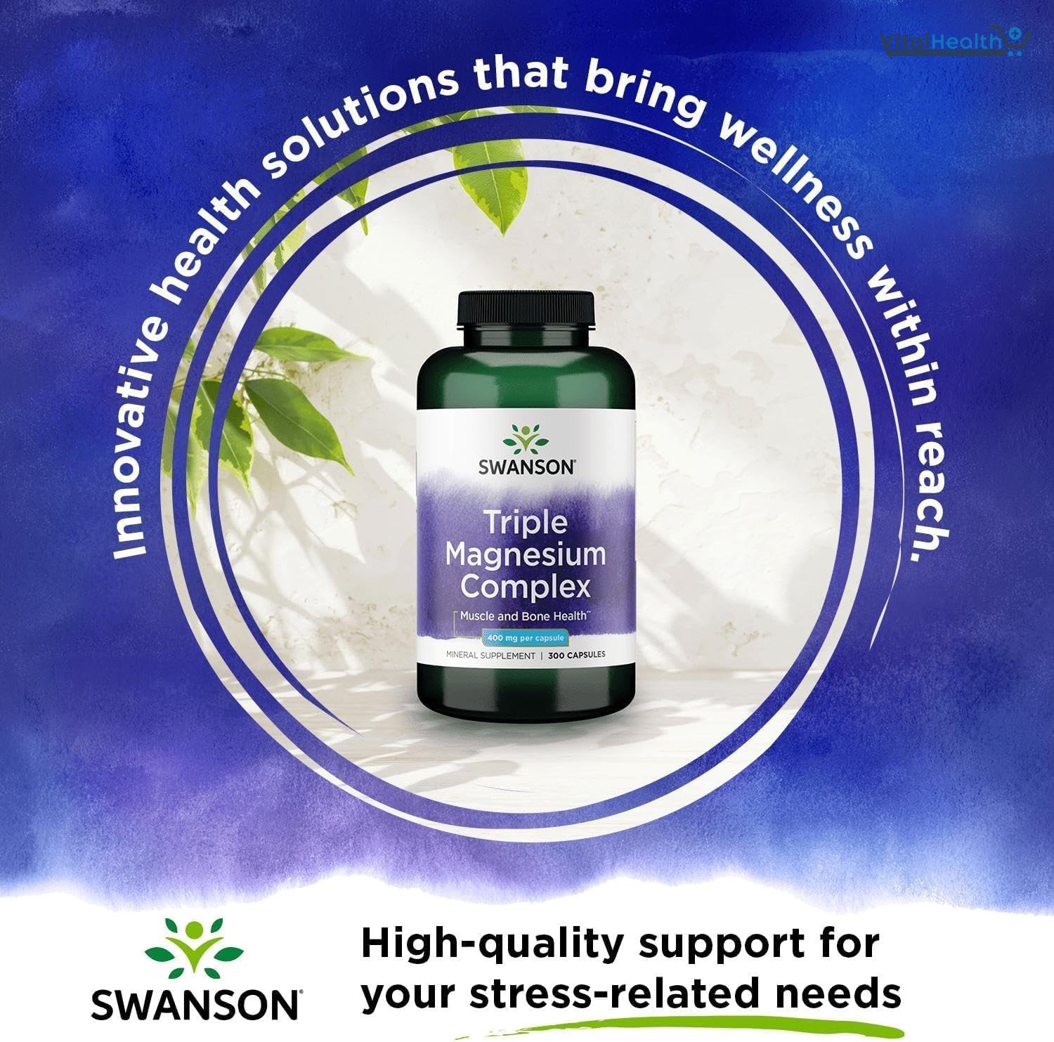 Swanson Triple Magnesium Complex - 400mg Supplement for Optimal Bone Health and Absorption - Citrate, Oxide, and Aspartate - Triple Magnesium Supplement (300 Capsules) thumbnail 2