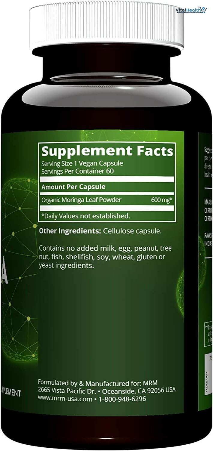 MRM Nutrition Moringa Leaf Capsules 600mg Moringa Superfoods 60 Servings thumbnail 2