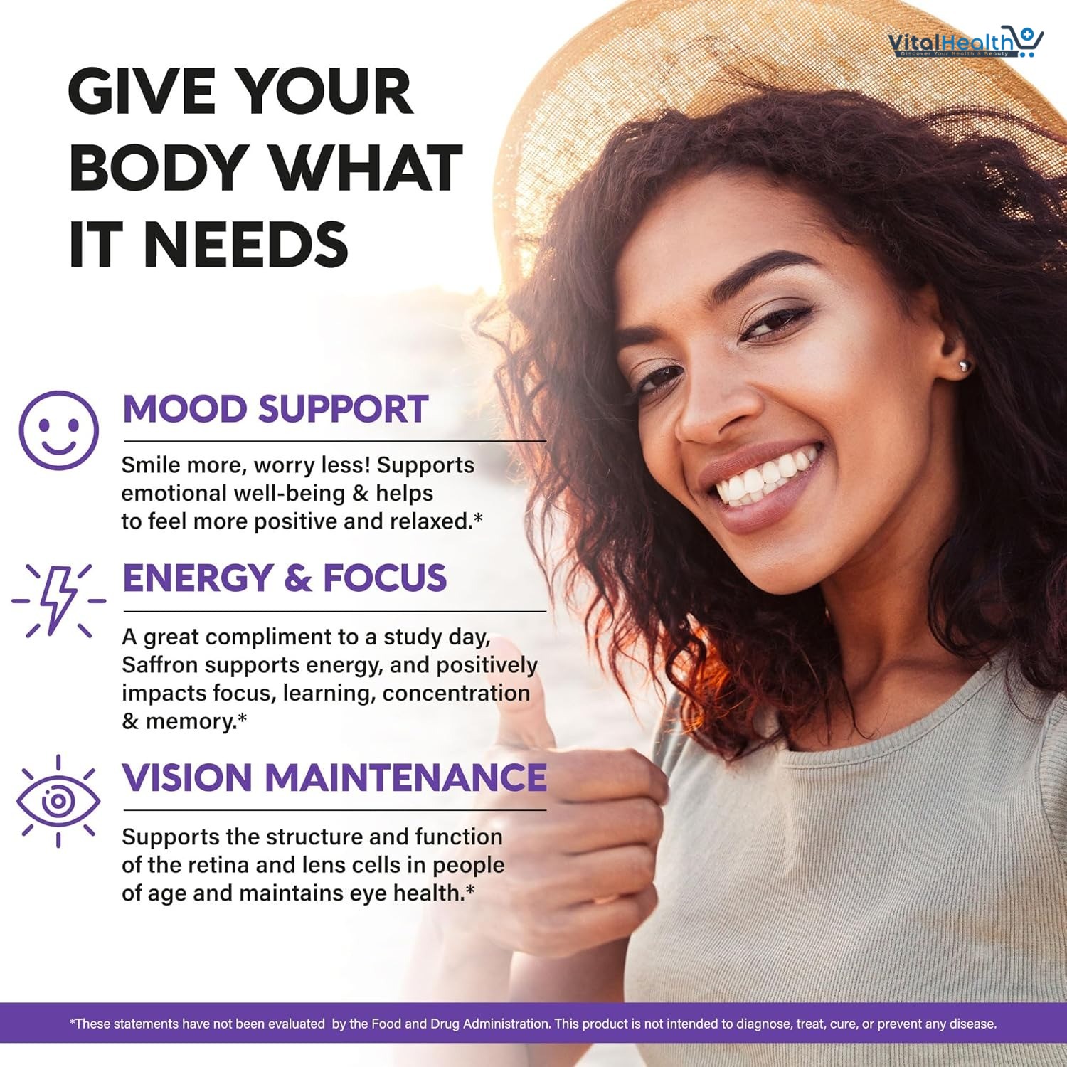 Natural Saffron Supplements - Pure Saffron Extract 88.5 mg - Made in USA - Mood | Focus | Vision | Energy Support - Eye Health for Women &amp; Men - NonGMO Vegan Pills - 90 Powder Capsules, 3 Month Supply thumbnail 5