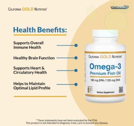 California Gold Nutrition Omega-3 Premium Fish Oil, Concentrated Formula with EPA &amp; DHA, Support for Optimal Lipid Profile &amp; Immune System, Gluten Free, Non-GMO, 100 Fish Gelatin Softgels thumbnail 7