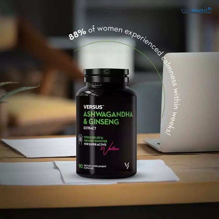Versus Ashwagandha &amp; Ginseng Extract _ 90 Capsules _ Stress Relief &amp; Memory Booster thumbnail 3