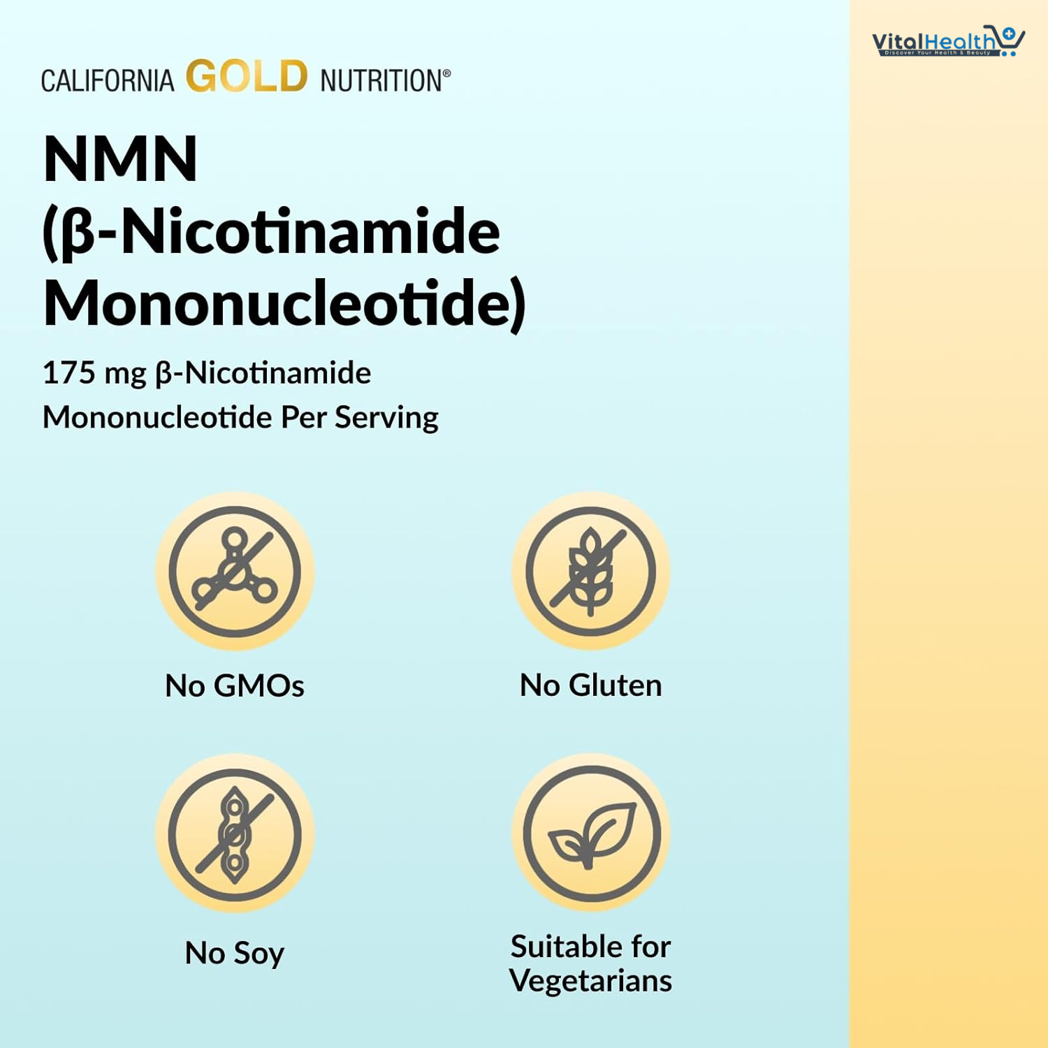 California Gold Nutrition, NMN Flavonoid Complex with Apigenin and Dihydroquercetin, 60 Veggie Capsules thumbnail 3