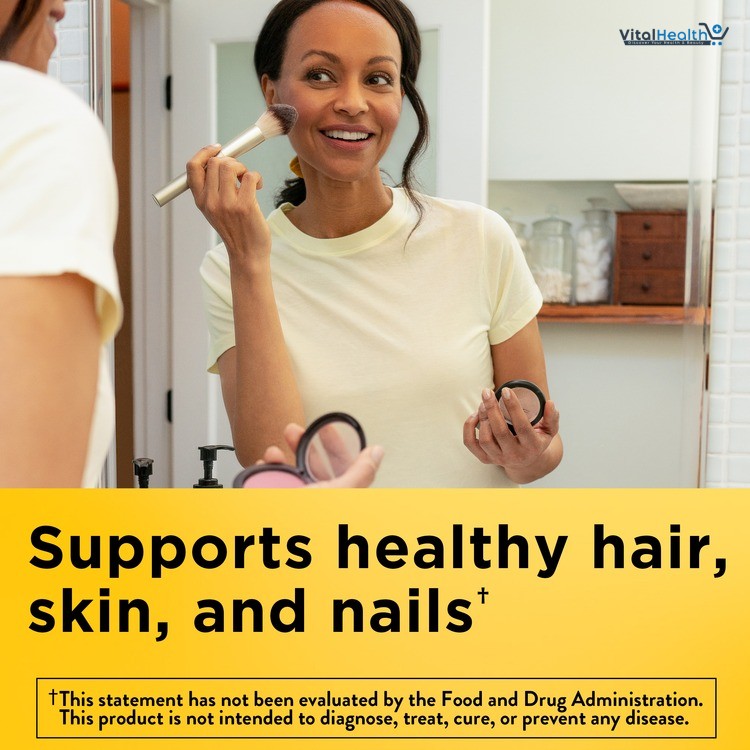 Nature Made Maximum Strength Biotin 2500 mcg, Dietary Supplement may help support Healthy Hair, Skin &amp; Nails, 90 Softgels thumbnail 2