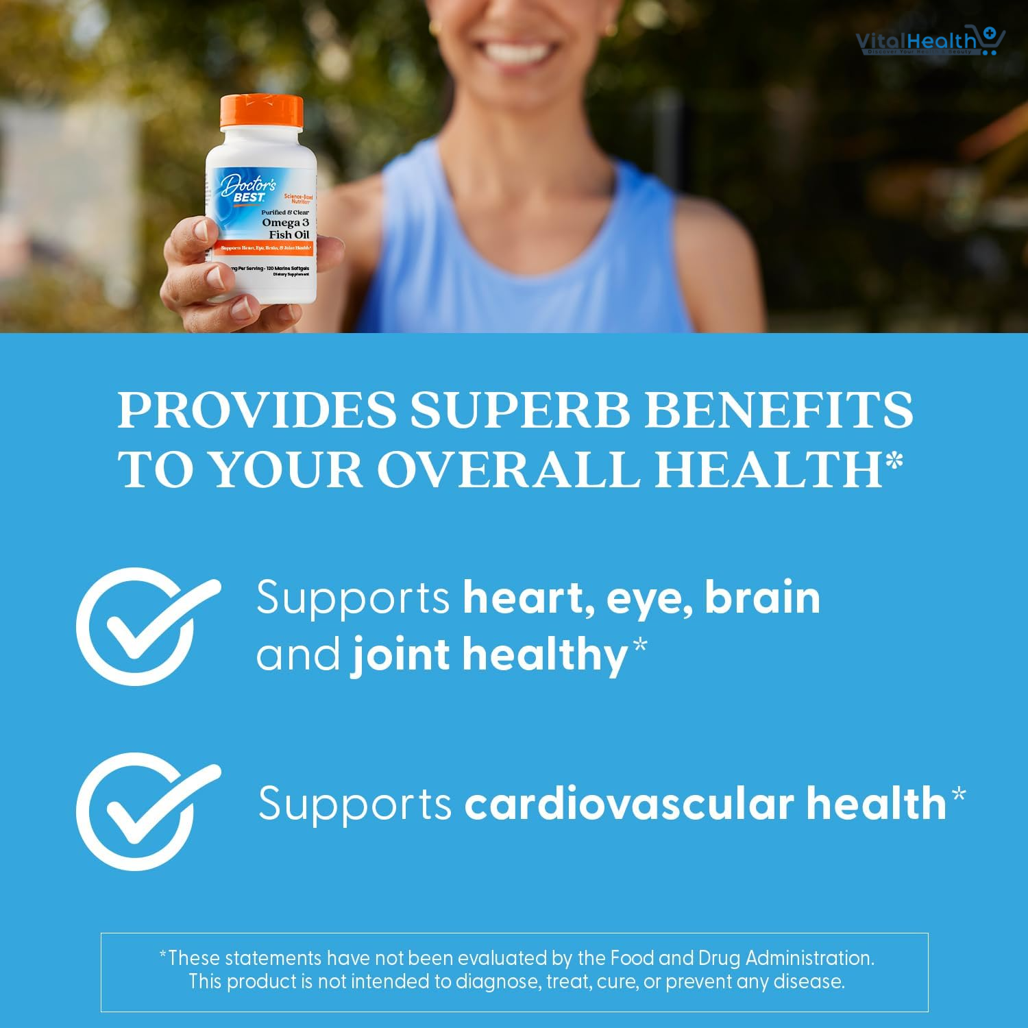 Doctors Best Purified &amp; Clear Omega 3 Fish Oil with Goldenomega, Supports Heart, Eye, Brain, &amp; Joint Health, Non-GMO, Gluten Free 120 Marine Softgels thumbnail 2