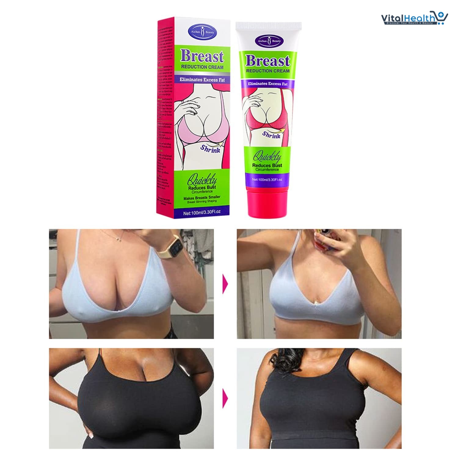 AICHUN BEAUTY Breast Reduction Cream Shrink Bust Quickly Slimming Shaping Breast Fat Burning 100ml 3.30 Fl. Oz thumbnail 7