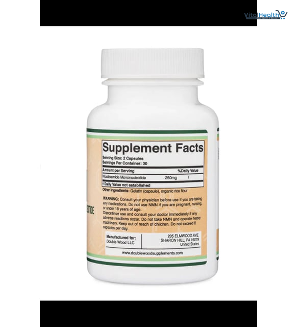 Double Wood Supplements NMN (Nicotinamide Mononucleotide) 250mg, 60 Capsules - 30 Servings, Gluten Free thumbnail 7