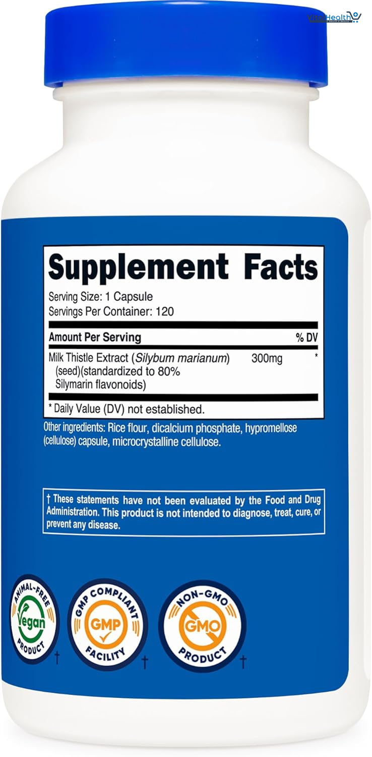 Nutricost Milk Thistle Capsules 300mg, 120 Capsules (80% Silymarin) - Gluten-Free &amp; Non-GMO thumbnail 2