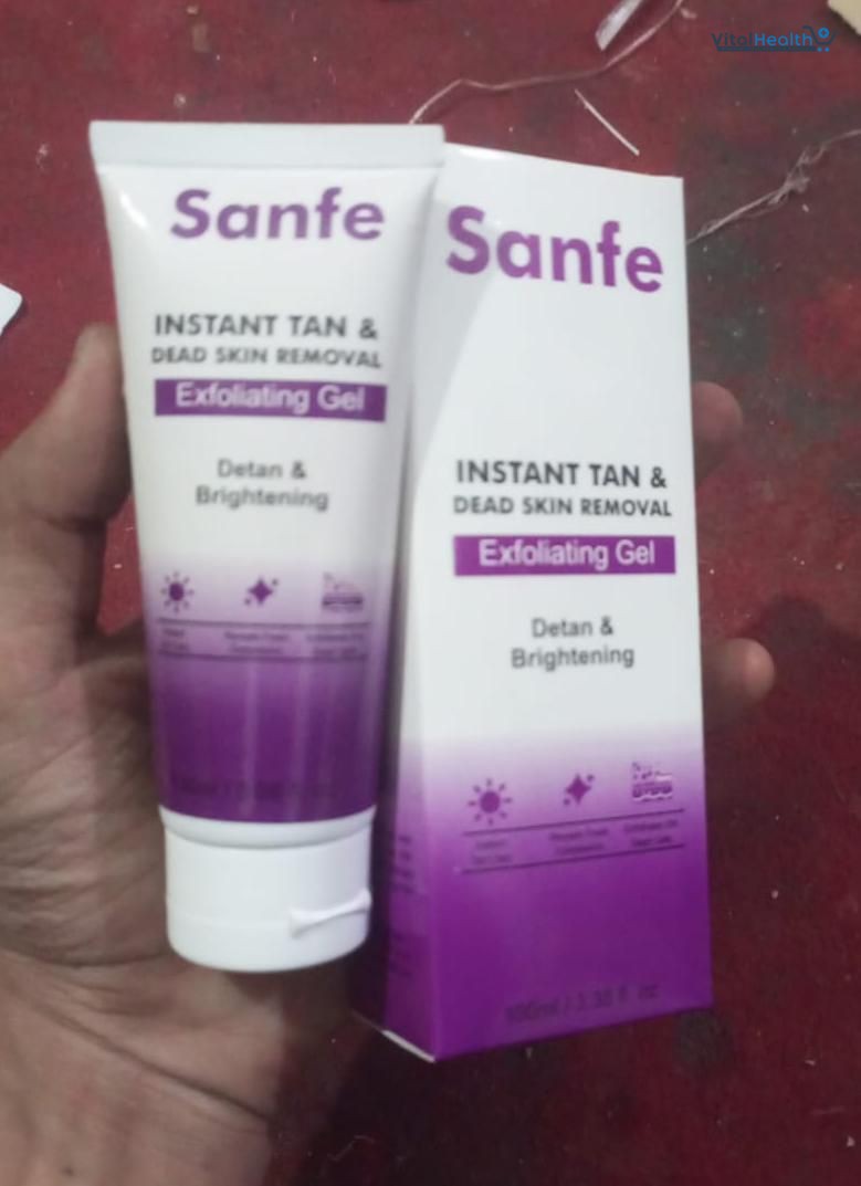 Sanfe Instant Tan &amp; Dead Skin Removal Exfoliating Gel | Detan &amp; Brightening Body Scrub | 100g thumbnail 7