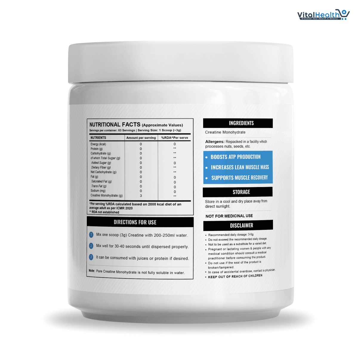Wellcore Pure Micronised Creatine Powder (83 Servings, Unflavoured) thumbnail 3