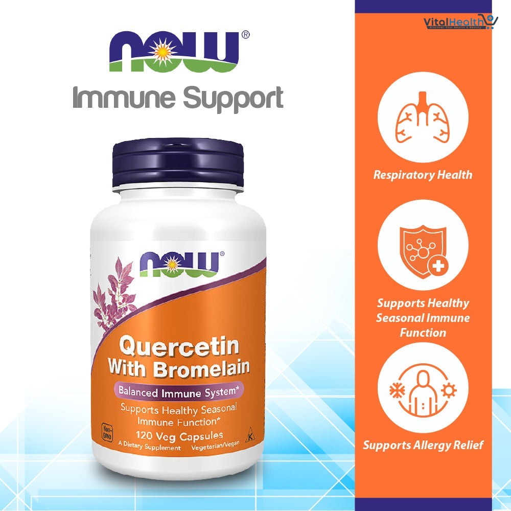 NOW Foods Supplements, Quercetin with Bromelain, Balanced Immune System, 120 Veg Capsules thumbnail 4