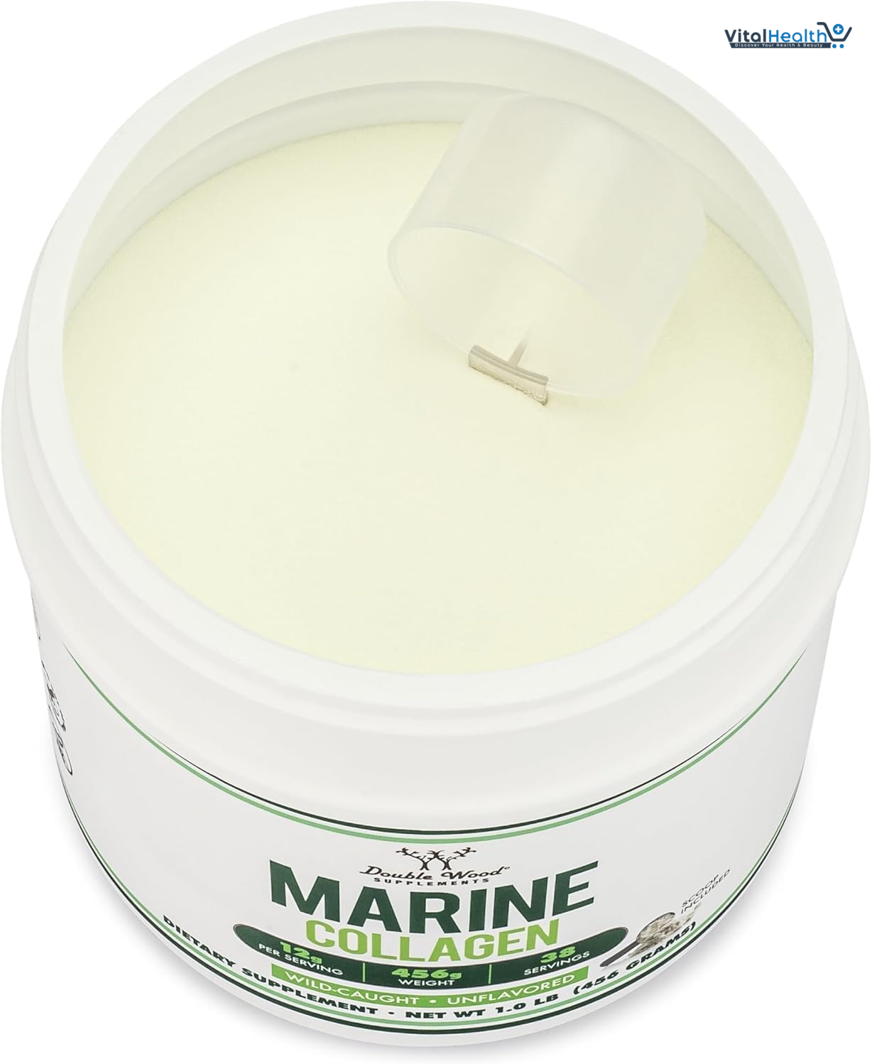 Double Wood Supplements Marine Collagen Powder (1 LB / 16 OZ of Quick Dissolve Marine Collagen Peptides) Wildcaught, Unflavored, Micronized - Scoop Included, No Fillers (38 Servings of 12 Grams Each) thumbnail 3