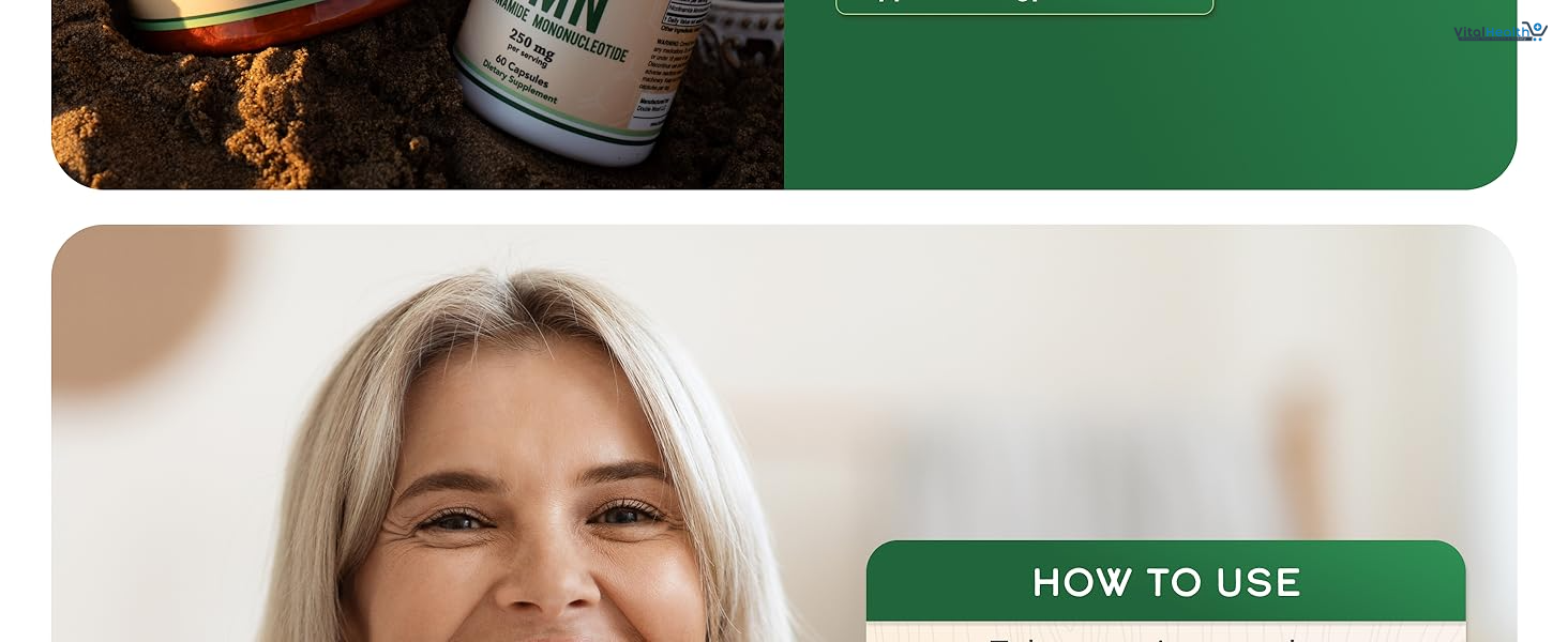 Double Wood Supplements NMN (Nicotinamide Mononucleotide) 250mg, 60 Capsules - 30 Servings, Gluten Free thumbnail 3