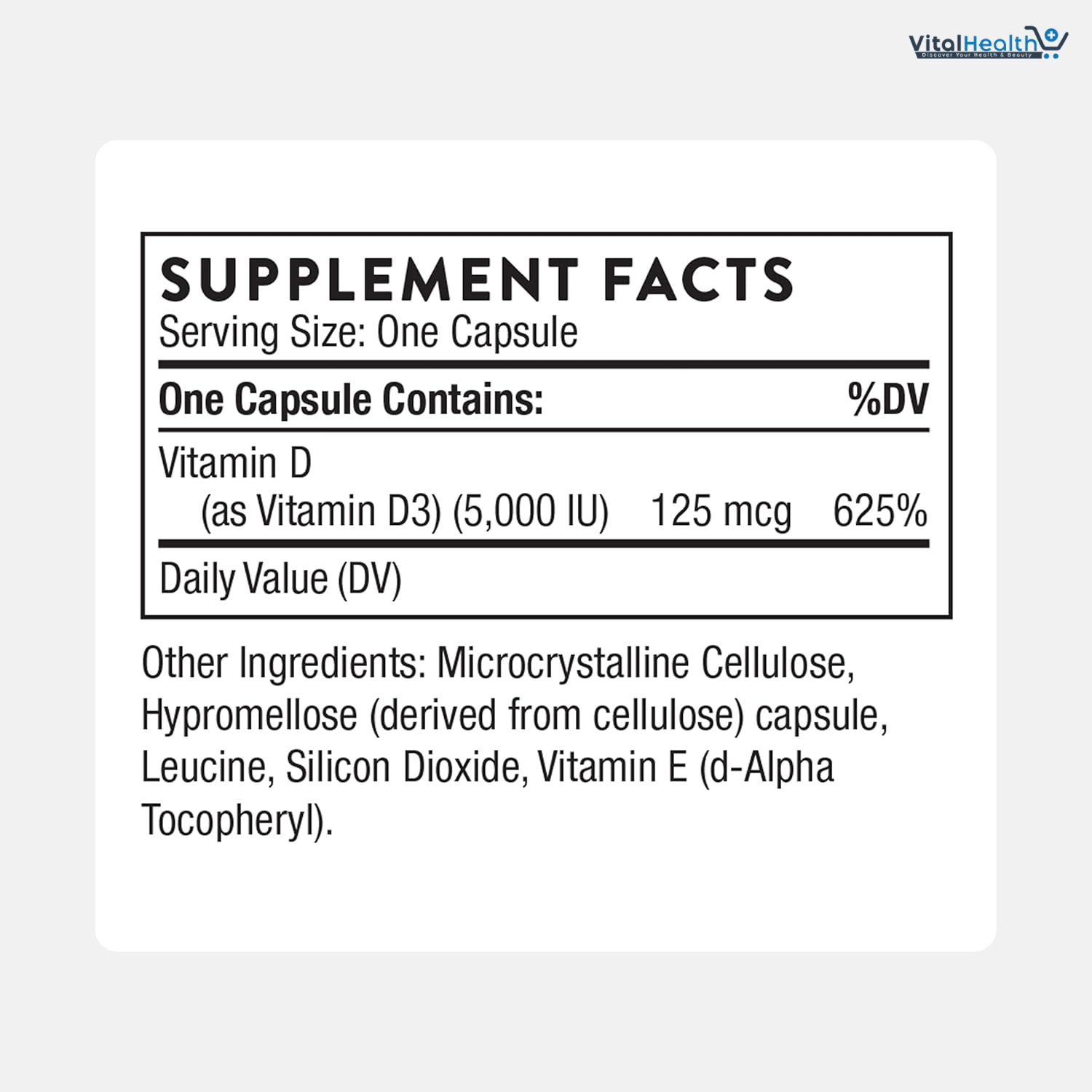 THORNE - Vitamin D-5000 - Vitamin D3 Supplement - Support Healthy Bones, Teeth, Muscles, Cardiovascular &amp; Immune Function - NSF Certified for Sport - Gluten-Free, Soy-Free - 60 Servings thumbnail 5