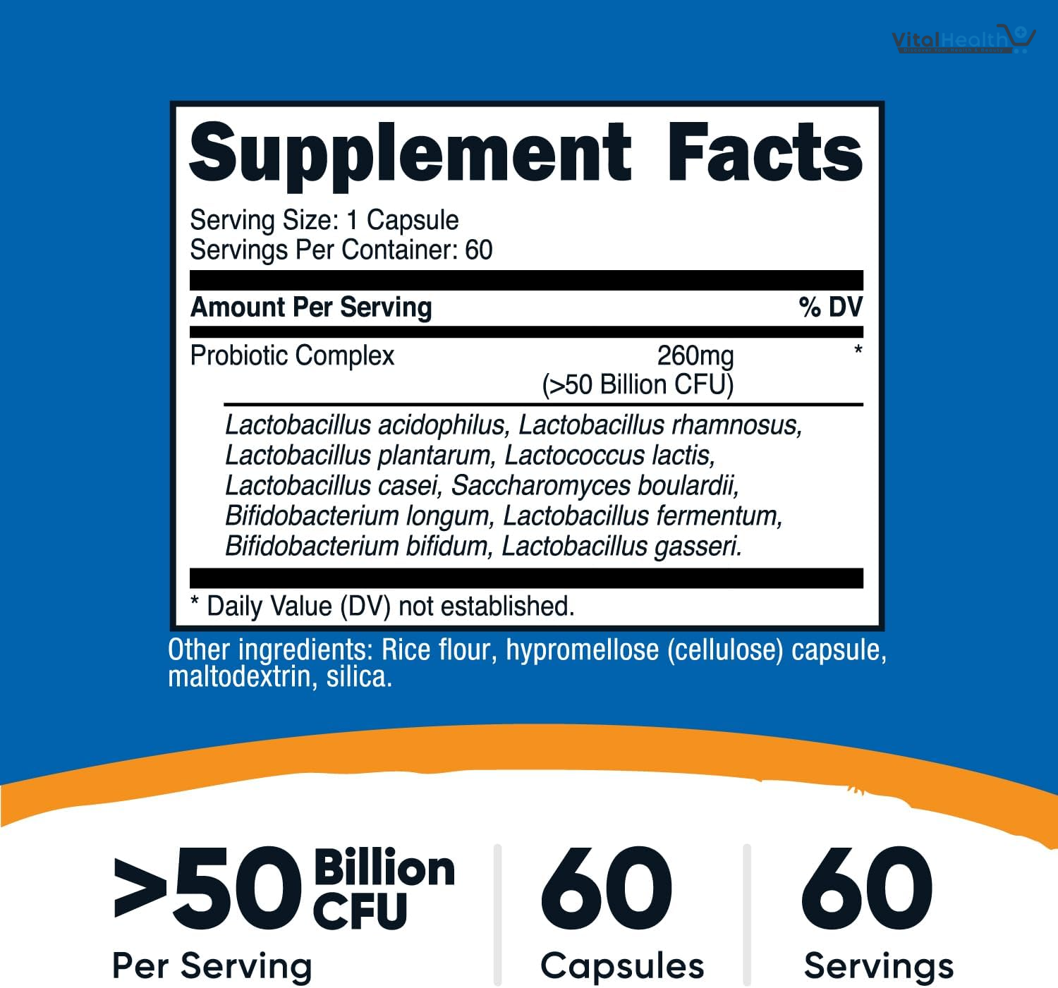 Nutricost Probiotic Complex - 50 Billion CFU, 60 Capsules thumbnail 2