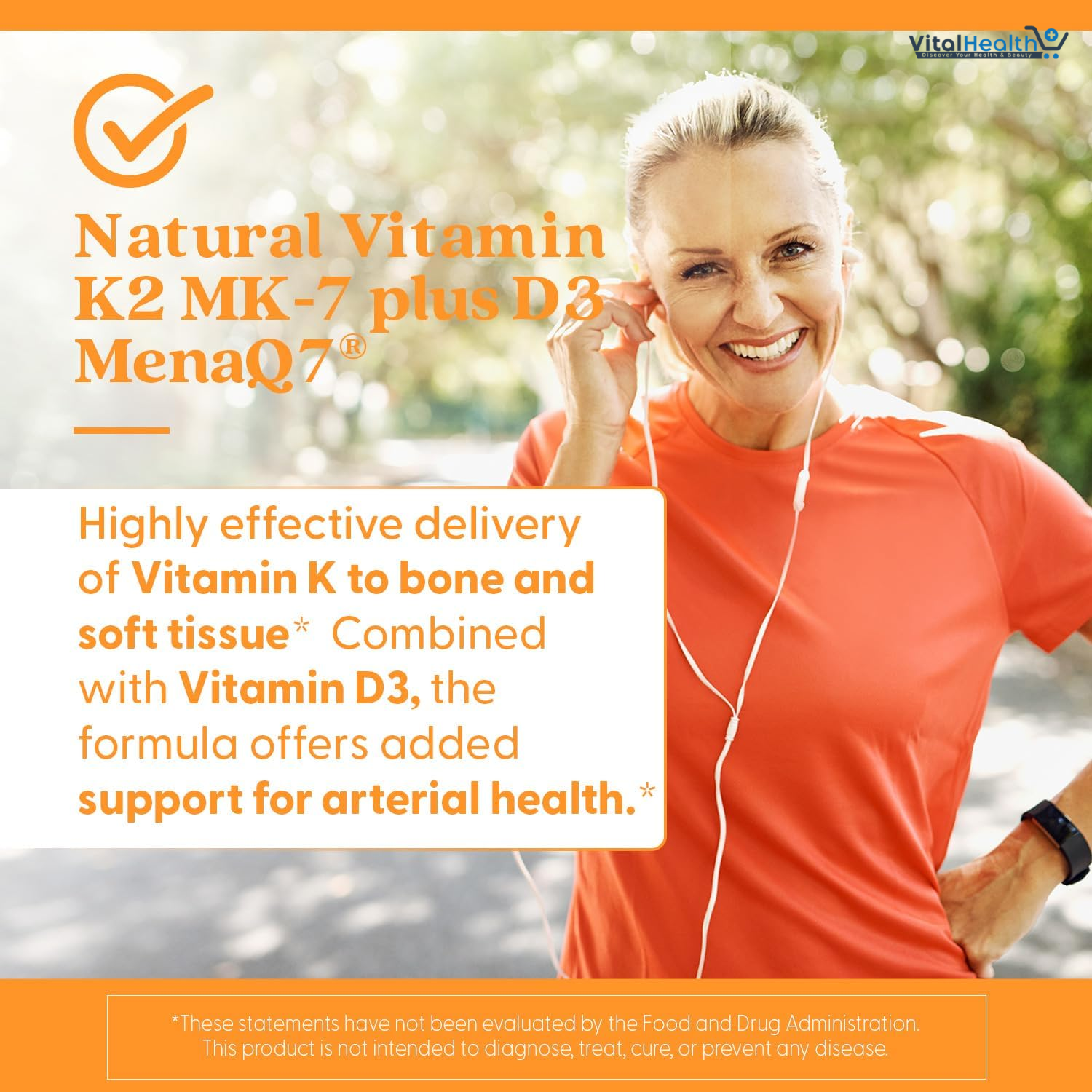 Doctor's Best Natural Vitamin K2 MK-7 Plus D3 - VIT D3 and K2 MK7 Supplement for Men &amp; Women 60 Veg Caps