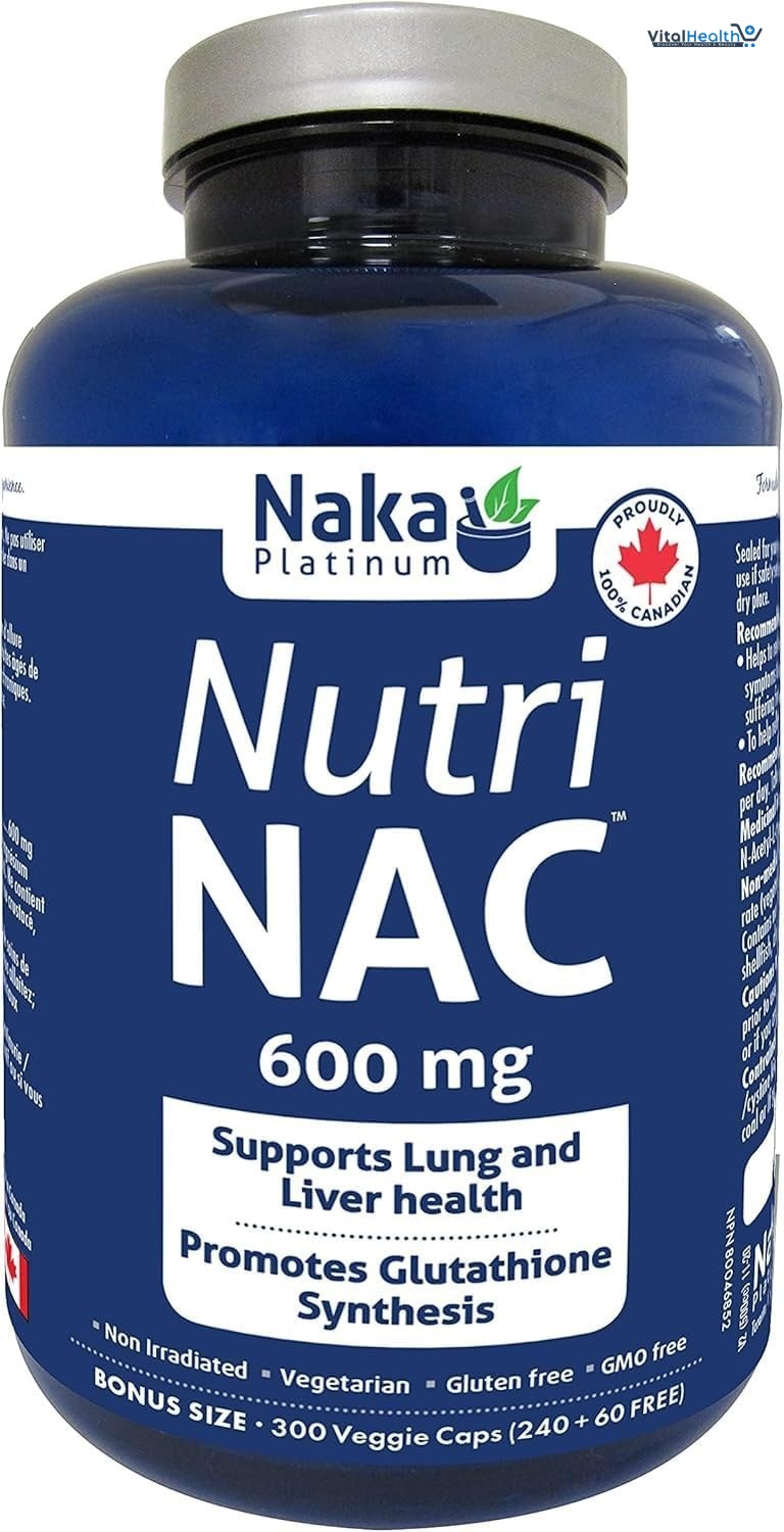 Naka Platinum Nutri NAC 600mg 300 Veggie Capsules - Exclusive Size: 240 + 60 Free