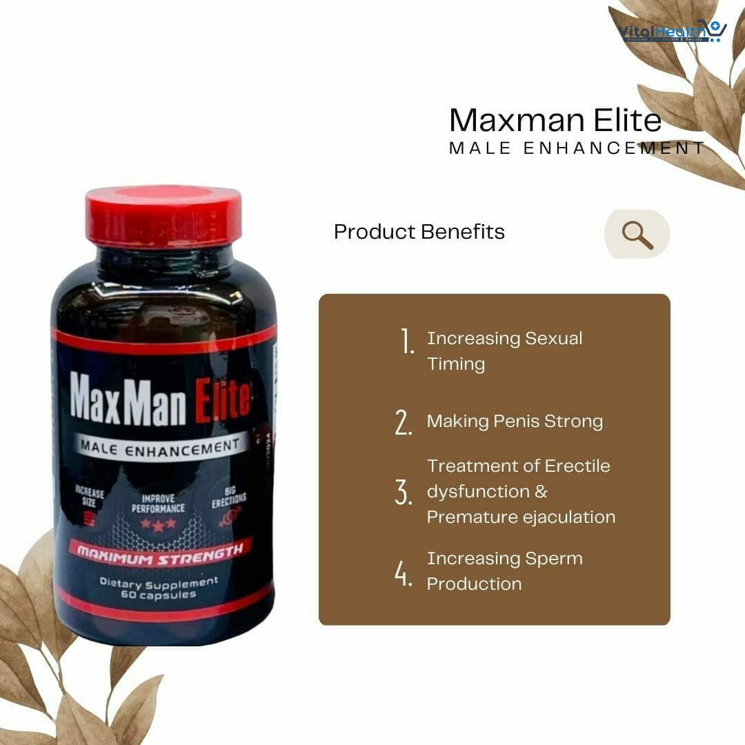 MaxMan Elite - Male Enhancement Pills - Erection Pills - Enlargement Pills for Men - Increase Size ! - Testosterone Booster for Men - 60 Capsules