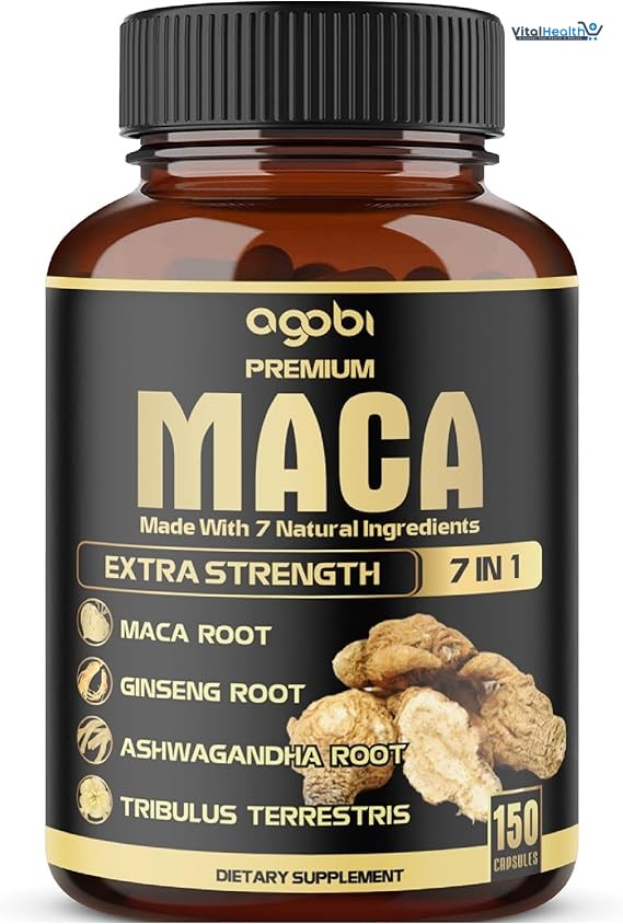 Agobi Maca Supplement Made with 7 Natural Ingredients Ginseng Root, Extra Strength