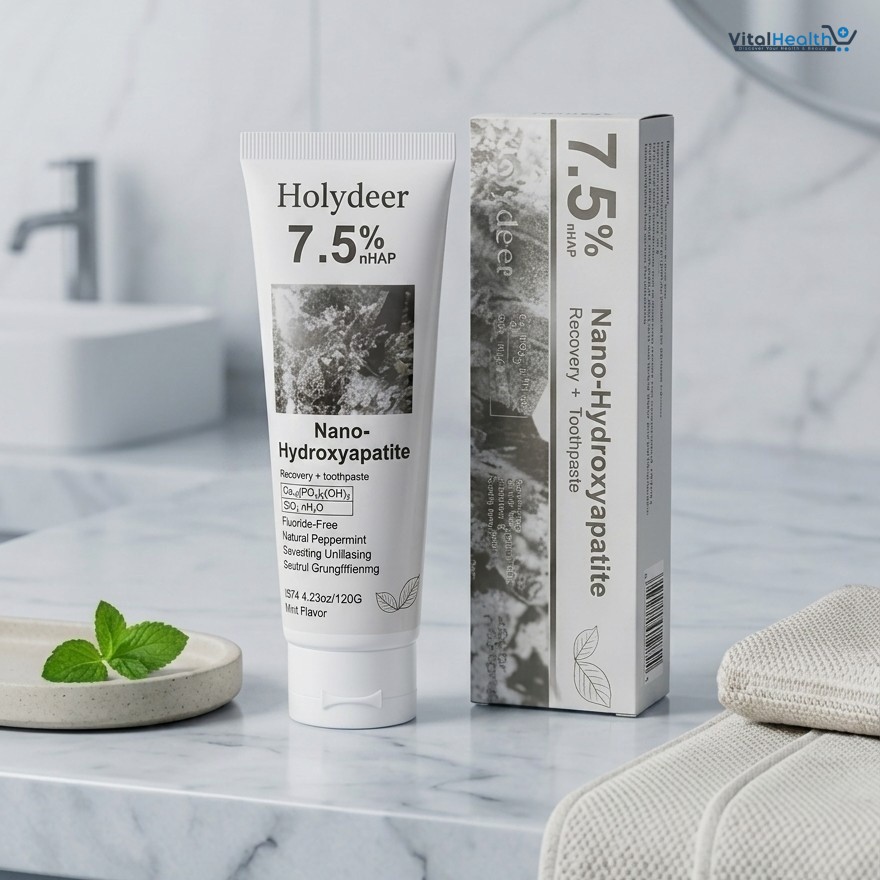 Holydeer Recovery Toothpaste | 7.5% Nano-Hydroxyapatite For Enamel Repair &amp; Whitening 120g