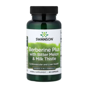 Swanson Berberine Plus with Bitter Melon &amp; Milk Thistle - 3-in-1 Formula 60 Caps