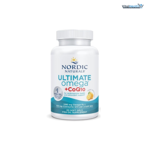 Nordic Naturals Ultimate Omega + CoQ10, Lemon - 60 Soft Gels - 1280 mg Omega-3 + 100 mg CoQ10 - Heart Health, Cellular Energy, Antioxidant Support - Non-GMO - 30 Servings