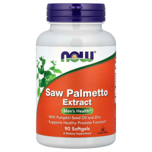 NOW Supplements Saw Palmetto Extract 160 mg with Pumpkin Seed Oil + Zinc Men's Health, 90 Veg Softgels