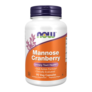 NOW Foods Supplements Mannose Cranberry Dual Action Formula 90 Capsules
