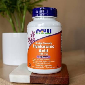 NOW Foods Supplements, Hyaluronic Acid 100 mg, Double Strength with L-Proline, Alpha Lipoic Acid and Grape Seed Extract, 120 Veg Capsules