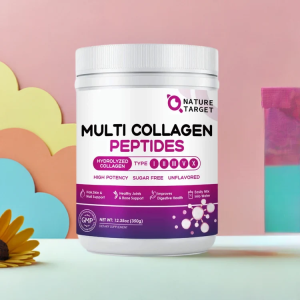 Nature Target Multi Collagen Peptides Type I II III V X + Hyaluronic Acid, Vitamin C and Probiotics Unflavored, 350g