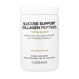 Codeage, Glucose Support Collagen Peptides Powder, Trim &amp; Glow®, Unflavored, 10.58 oz (300 g)
