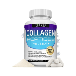 Toplux Multi Collagen Peptides Pills 1800 Mg Complex Type I, II, III, V, X - 90 Capsules