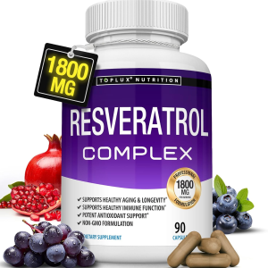 Toplux Resveratrol Supplement, Antioxidant Complex 1800mg 90 Capsules