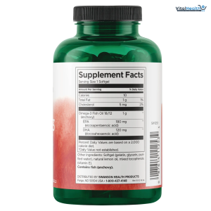 Swanson Omega-3 Fish Oil Heart, Brain, and Joint Support Supplement for Health-Conscious Adults - Lemon Flavor - 180 mg EPA + 120 mg DHA (150 Softgels)