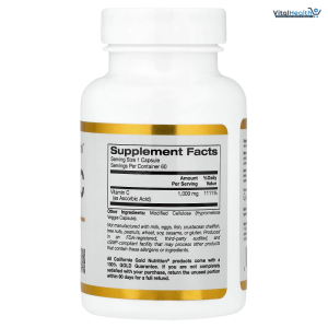 California Gold Nutrition Vitamin C Quali®-C 1,000 mg, 60 Veggie Capsules