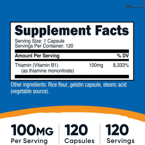 Nutricost Vitamin B1 (Thiamine) 100mg, 120 Capsules - Gluten Free and Non-GMO