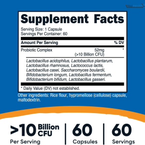 Nutricost Probiotic Complex (10 Billion CFU) 60 Capsules - Acidophilus Plus 9 Other Probiotics, Non-GMO, Gluten Free Supplement