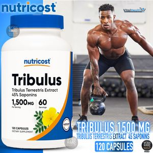 Nutricost Tribulus Terrestris Extract 1500mg, 240 Capsules - 45% Saponins, 120 Servings, Non-GMO, Gluten Free