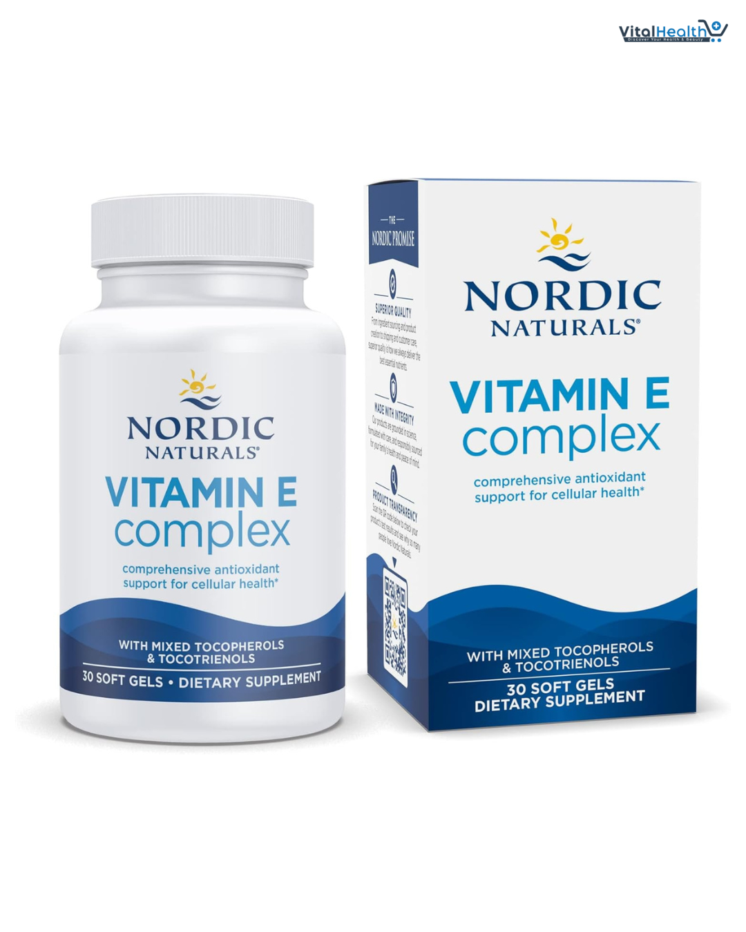 Nordic Naturals Vitamin E Complex, Unflavored - 30 Soft Gels - 6 Forms of Vitamin E for Antioxidant Support - Cellular Protection - Non-GMO