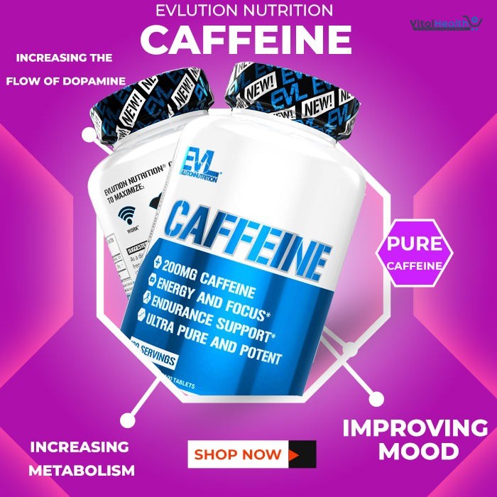 Evlution Nutrition Caffeine - Energy, Focus, & Endurance Support - 200mg of Caffeine Per Serving  _ 100 Tablets