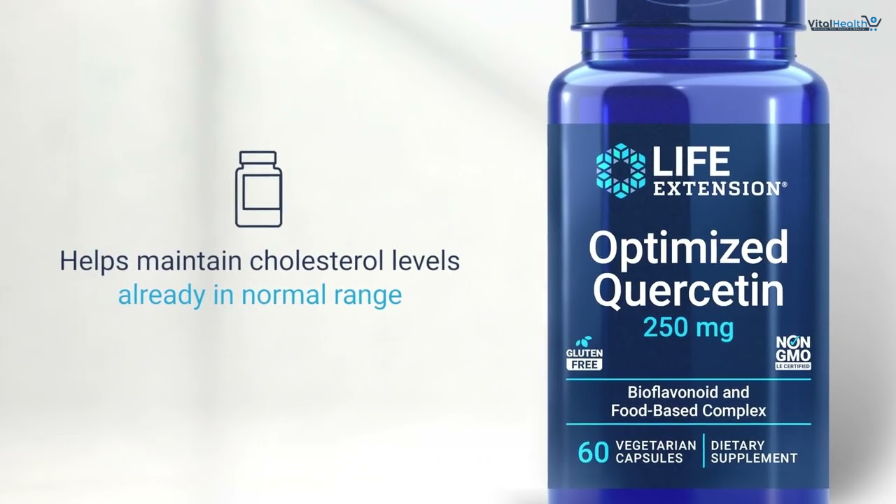 Life Extension Optimized Quercetin 250 mg Supports Immune Health, Heart Health, Non-GMO, Gluten Free - 60 Vegetarian Capsules
