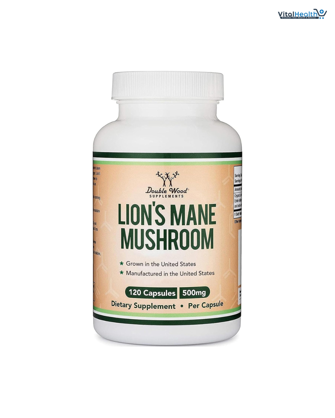 Organic Lions Mane Mushroom Capsules (120 Count), for Focus Support and Immune Health, Third Party Tested and Grown in The USA - by Double Wood