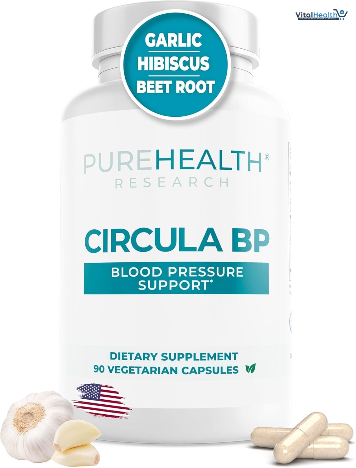 Circula BP by PureHealth Research - Potent Nutrients Support Heart Mechanisms and Functions at The Cellular Level, Helps to Lower Diastolic and Systolic Numbers, 60 Capsules