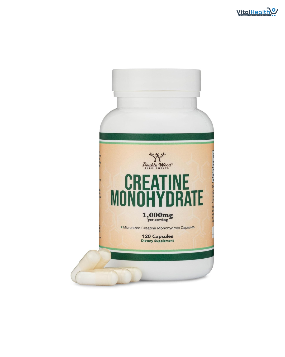 Double Wood Creatine Monohydrate Capsules 120 Count