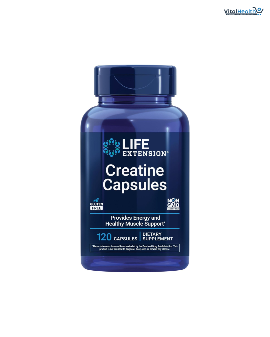 Life Extension Creatine Capsules – Creatine Monohydrate – Promotes Strength, Lean Muscle, Healthy Endurance – Non-GMO, Gluten-Free – 120 Capsules