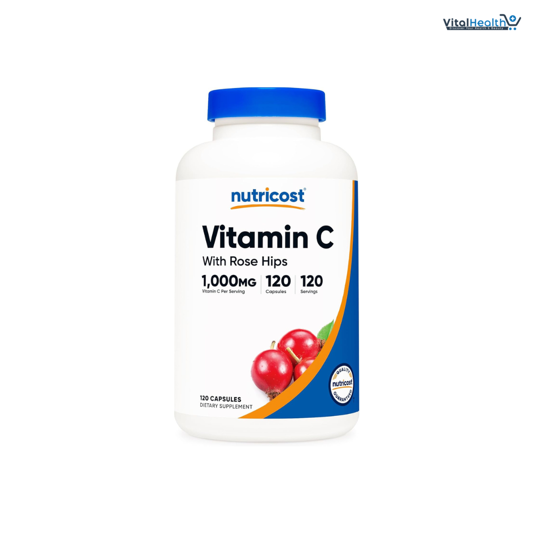 Nutricost Vitamin C with Rose Hips 1025mg, 120 Capsules - Vitamin C 1000mg, Rose Hips 25mg