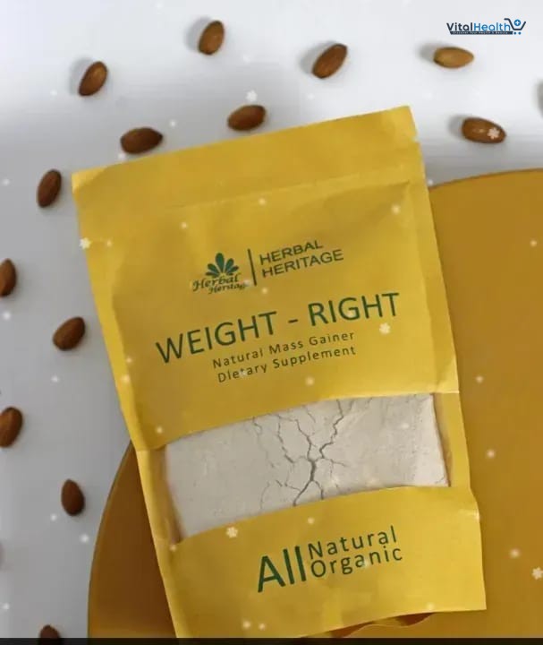 Herbal Heritage Weight-Right Natural Mass Gainer Dietary Supplement - 100% Organic All Natural Formula for Healthy Weight Gain (100g)