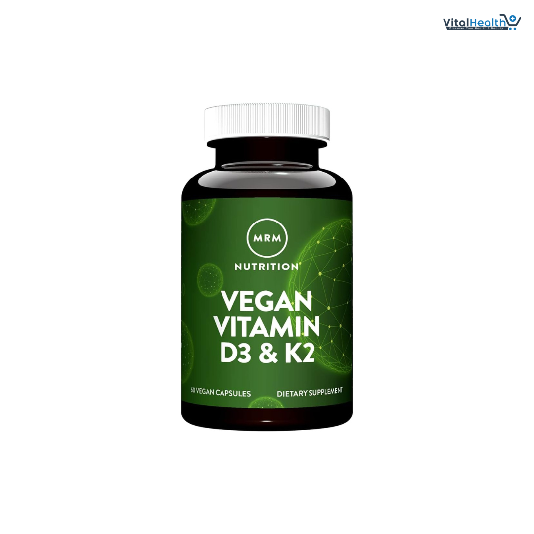 MRM Nuturition Vegan Vitamin D3 & K2 | Bone + Immune Health | Made from lichens | Supports Calcium Absorption | Vegan + Vegetarian Friendly | 60 Servings