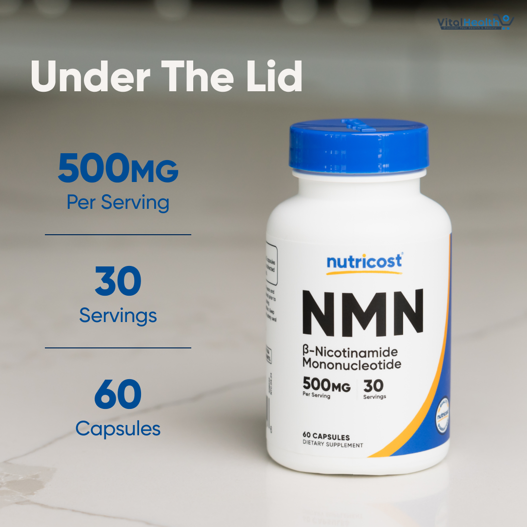 Nutricost NMN (Nicotinamide Mononucleotide) 500mg, 60 Capsules - Vegetarian Friendly, 30 Servings, Gluten Free, GMO Free